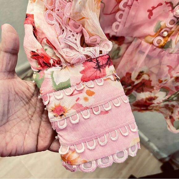 Threads and Motifs Blouse pink floral size M - Picture 5 of 11